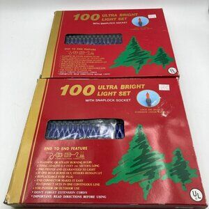 2 Pack Vintage Ultra Bright Christmas 100 Bulb Light Sets Blue Bulbs New In Box